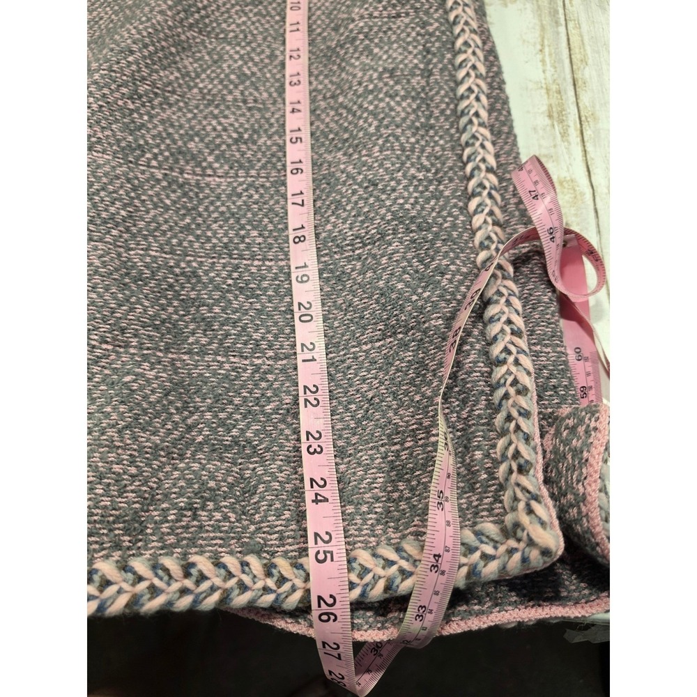 Adolfo Saks Fifth Avenue 3pc Suit Wool Knit Jacket Skirt Silk Blouse Pink Grey - Picture 9 of 16